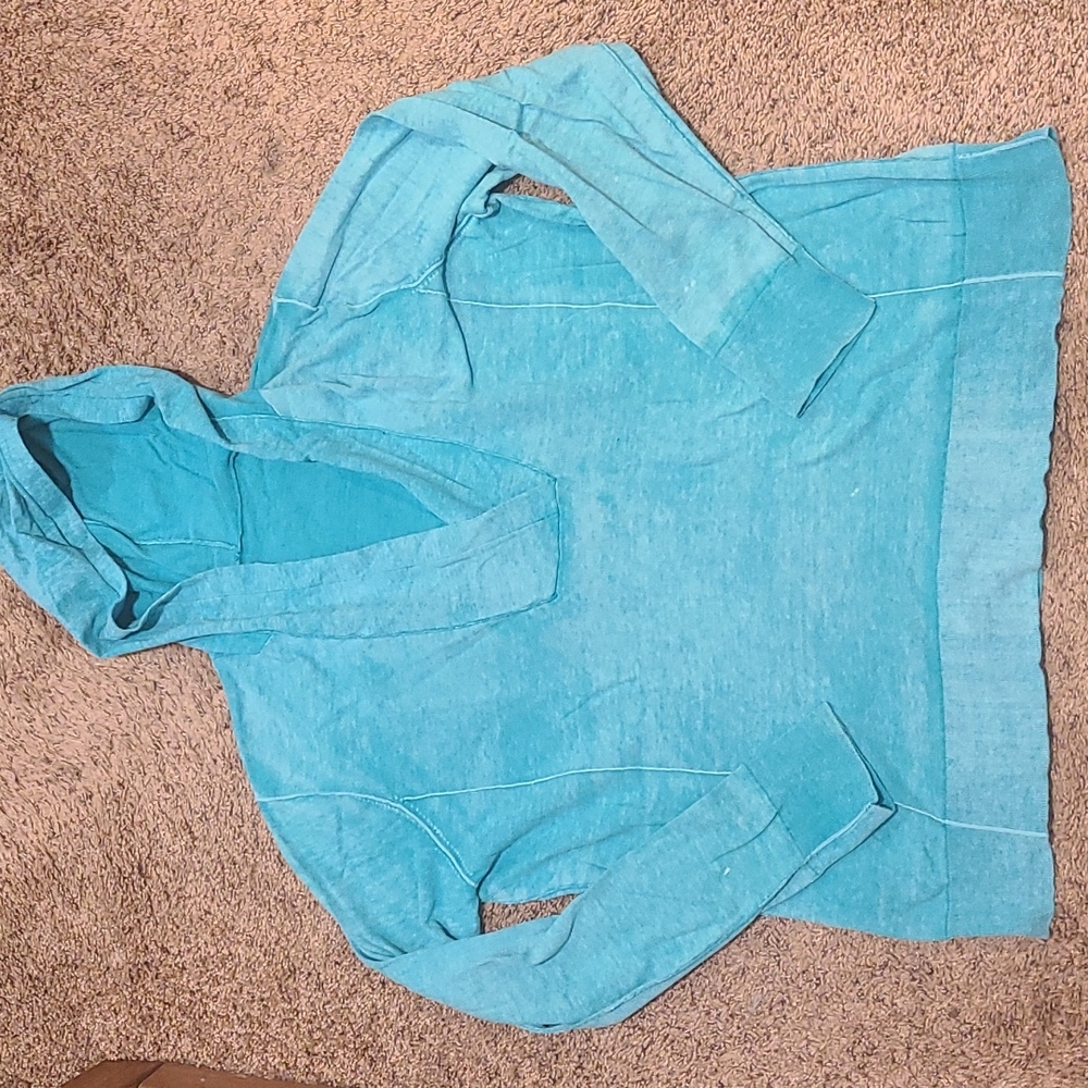 Cute Casual Teal Hoodie Pullover Sweatshirt